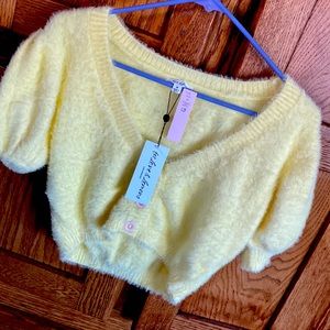 For Love if Lemons crop cardigan. Medium. Yellow.
